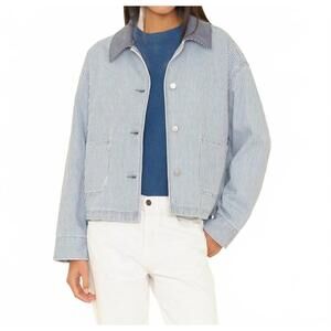 NEW XIRENA baldwin long sleeve jacket in blue railroad
